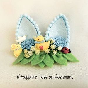Baby Blue 1st Easter Basket Handle Bunny Ears Cake Topper Keepsake Baby Shower